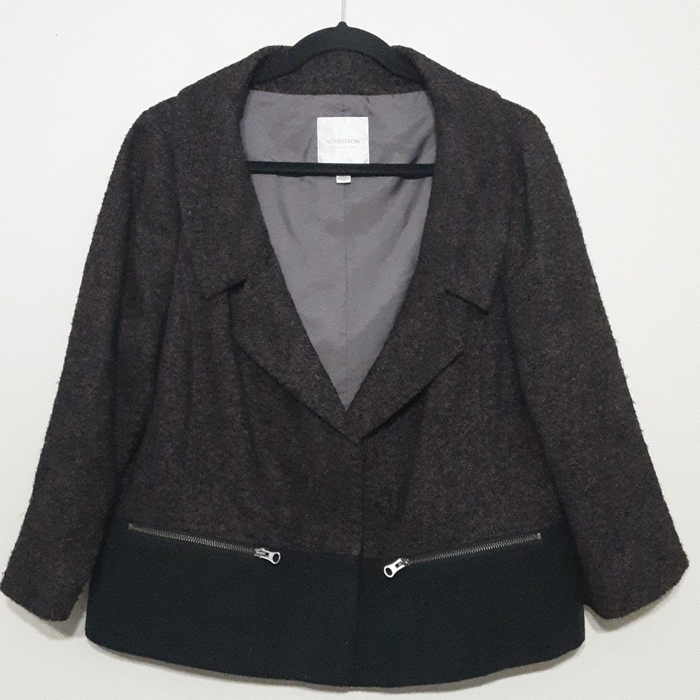 Nordstrom collection women Jacket  coat wool blend zipper closure size XL
